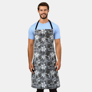LUAU TIKI PATTERN (CHARCOAL) APRON