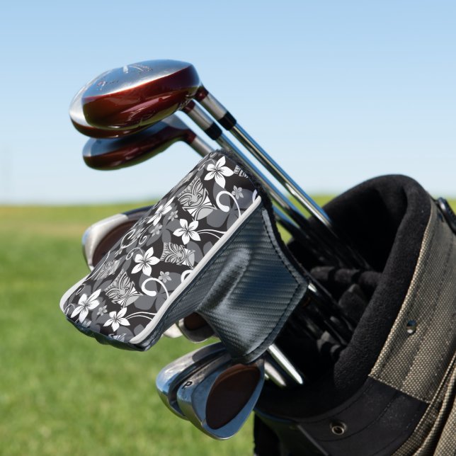 LUAU TIKI PATTERN (CHARCOAL) GOLF HEAD COVER (In Situ)