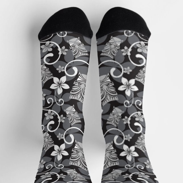 LUAU TIKI PATTERN (CHARCOAL) SOCKS (Top)