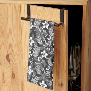 LUAU TIKI PATTERN (CHARCOAL) TEA TOWEL
