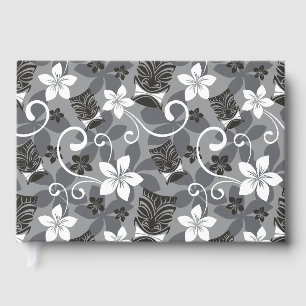LUAU TIKI PATTERN IN CHARCOAL GUEST BOOK