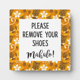 LUAU TIKI PATTERN IN ORANGE- Remove Your Shoes Plaque