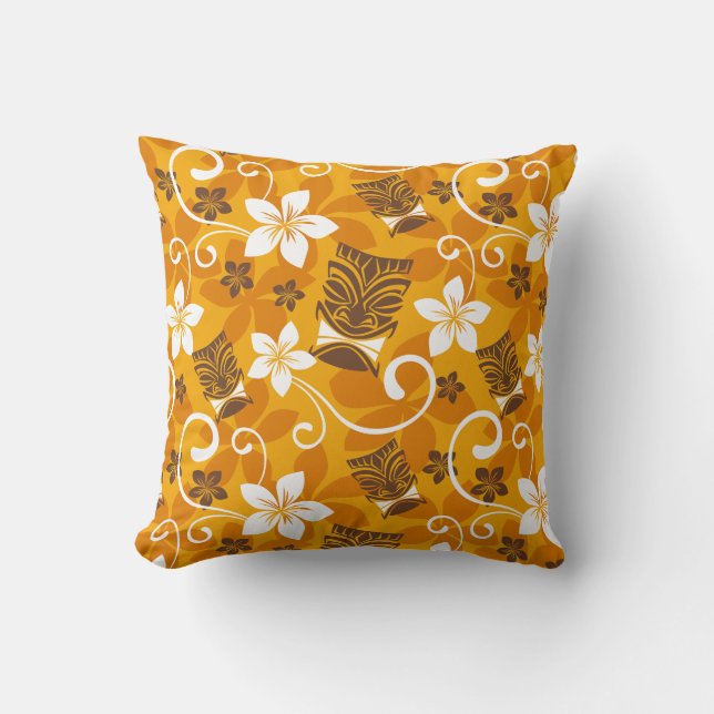 LUAU TIKI PATTERN (ORANGE) CUSHION (Front)