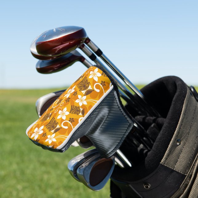 LUAU TIKI PATTERN (ORANGE) GOLF HEAD COVER (In Situ)