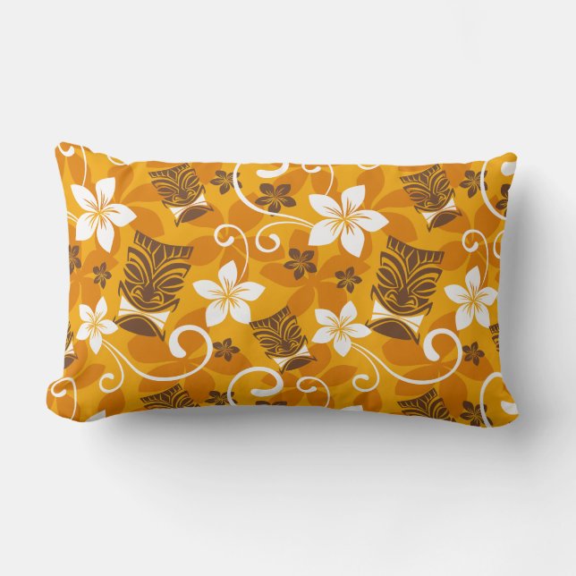 LUAU TIKI PATTERN (ORANGE) LUMBAR CUSHION (Front)