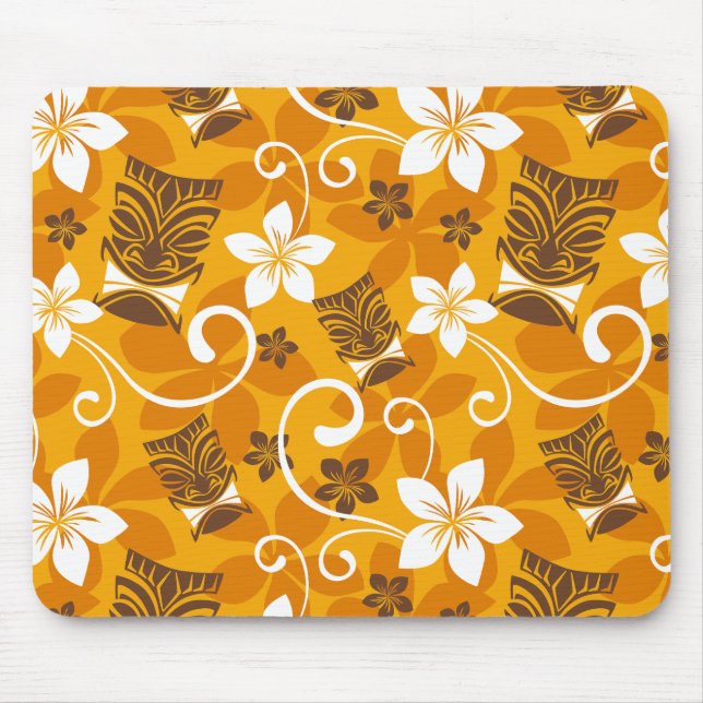 LUAU TIKI PATTERN (ORANGE) MOUSE PAD (Front)