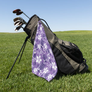 LUAU TIKI PATTERN (PURPLE) GOLF TOWEL