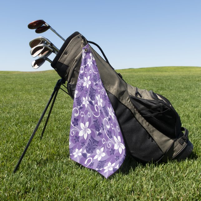 LUAU TIKI PATTERN (PURPLE) GOLF TOWEL (Green)