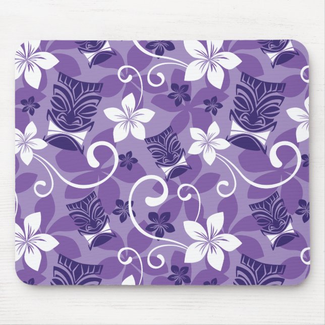 LUAU TIKI PATTERN (PURPLE) MOUSE PAD (Front)