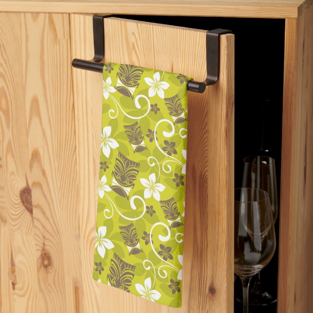 LUAU TIKI PATTERN TEA TOWEL (Thirds Fold)