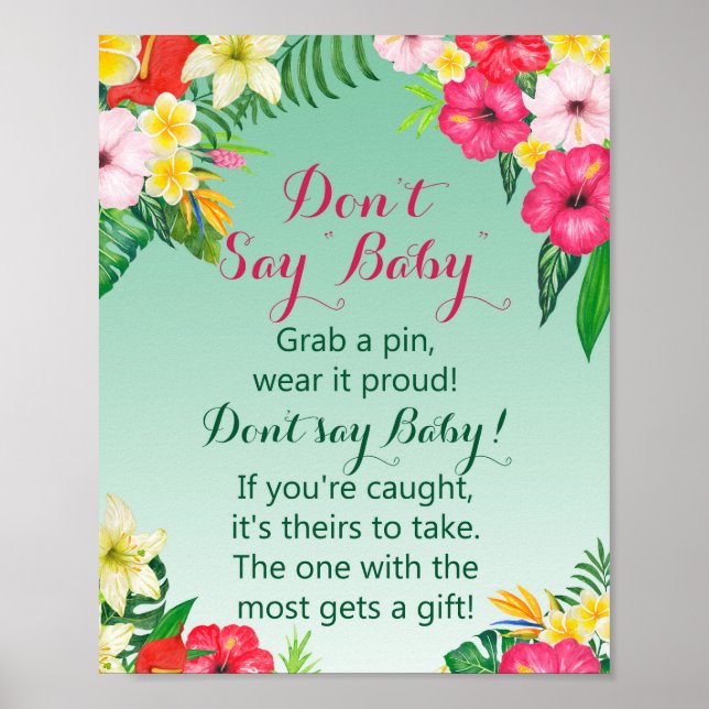 Luau Tropical Baby Shower Sign (Front)