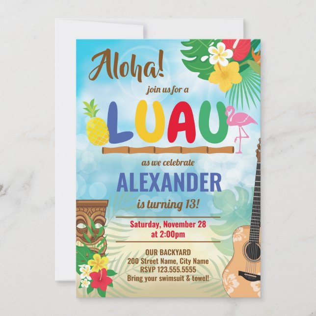 Luau Tropical Boy Birthday Party (Front)