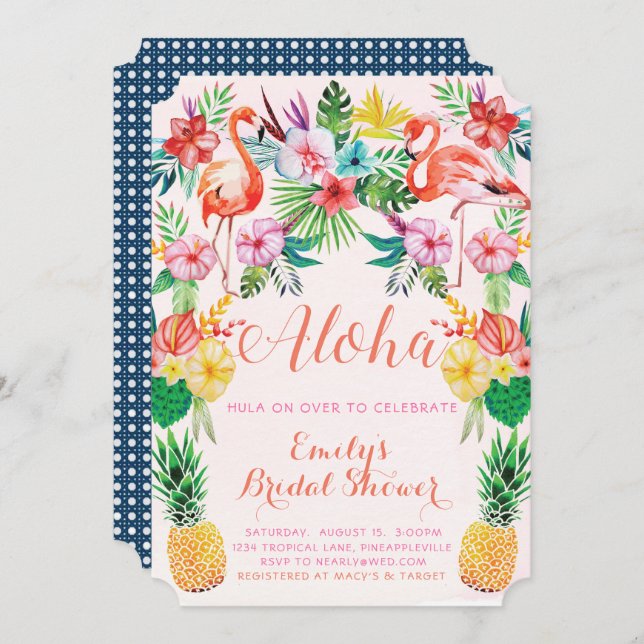 Luau Tropical Bridal Shower Invitation (Front/Back)