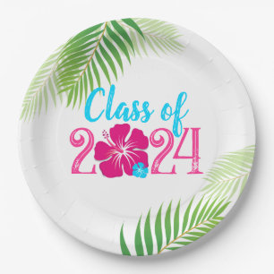 Luau Tropical Class of 2024 Graduation Party Paper Plate