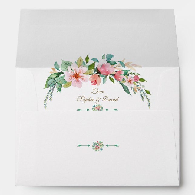 Luau Tropical Floral Wedding Return Address Envelope (Back (Bottom))