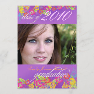 Luau/ Tropical flowers Graduation Party Invitation