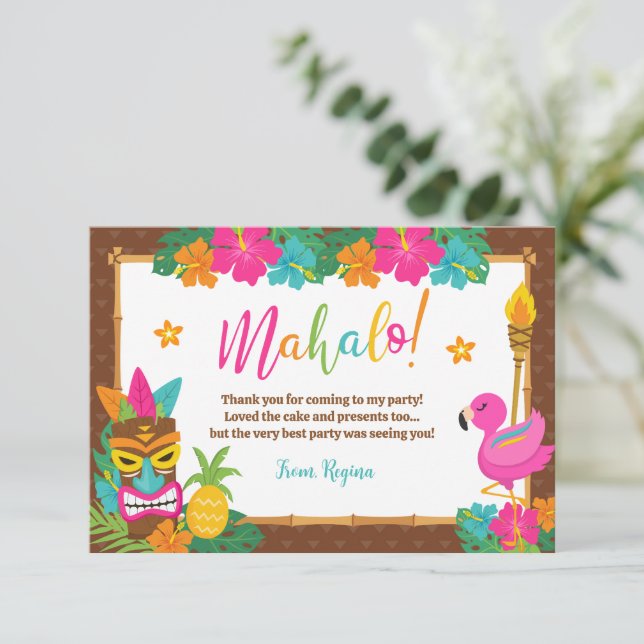 Luau Tropical Hawaiian Thank You Card (Standing Front)