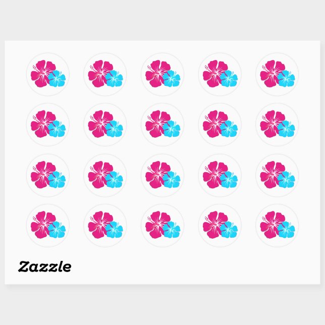 Luau Tropical Hibiscus Envelope Seal Stickers (Sheet)