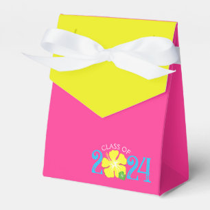 Luau Tropical Hibiscus Graduation Pink Favour Box