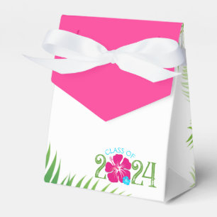 Luau Tropical Hibiscus Graduation White Favour Box