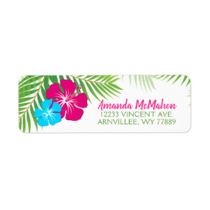 Luau Tropical Hibiscus Return Address Labels