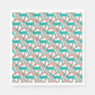 Luau Tropical Palm Leaves Coral Green Napkin