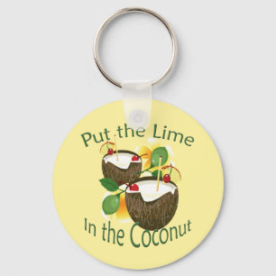 Luau Tropical Party Funny Coconut Drink Keychain