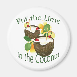 Luau Tropical Party Funny Coconut Drink Magnet