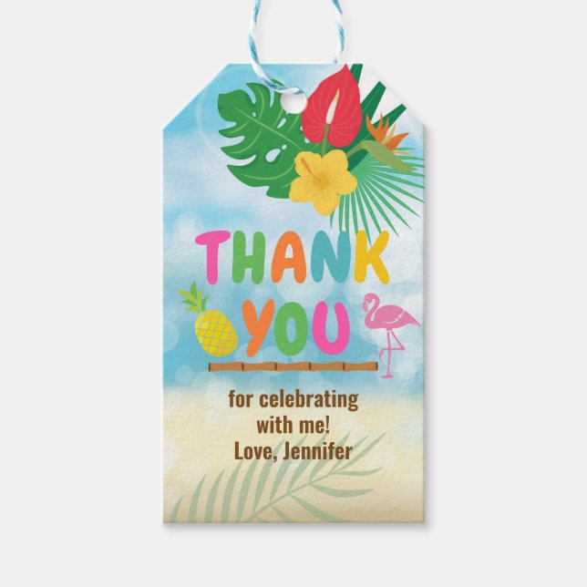 Luau Tropical Theme Gift Tags (Front)