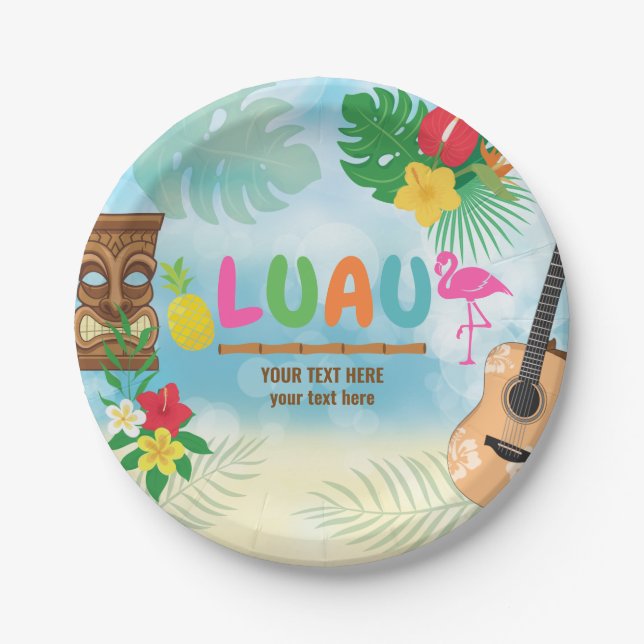 Luau Tropical Theme Paper Plate (Front)
