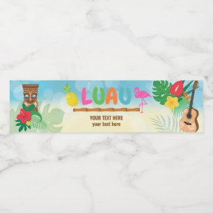 Luau Tropical Theme Water Bottle Label