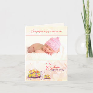 Luau Turtles Baby Girl Photo Birth Announcement