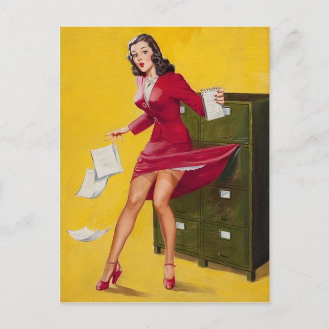 Lubberly Secretary PinUp Postcard (Front)