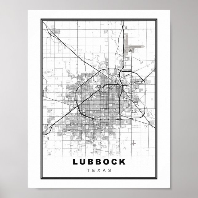 Lubbock Map Poster (Front)
