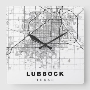 Lubbock Map Square Wall Clock