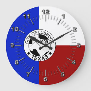 Lubbock (Texas) flag Large Clock