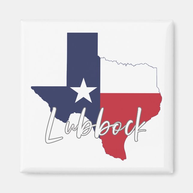 Lubbock, Texas Flag Map Magnet (Front)