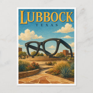 Lubbock Texas Holly Glasses GeoSaga Postcard