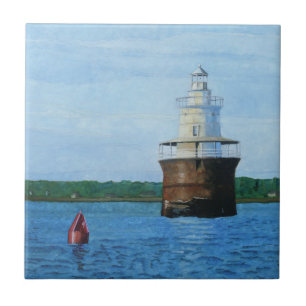 Lubec Channel Lighthosue Painting Ceramic Tile