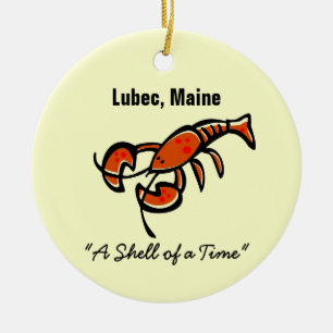 Lubec, Maine Lobster Ceramic Ornament