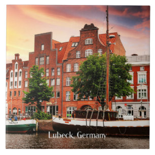 Lubeck Germany cityscape photograph Ceramic Tile