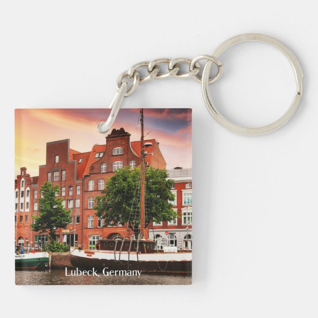 Lubeck Germany cityscape photograph Key Ring (Back)