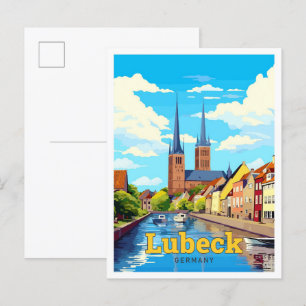 Lubeck Germany Travel Art Vintage Postcard
