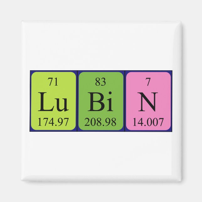 Lubin periodic table name magnet (Front)