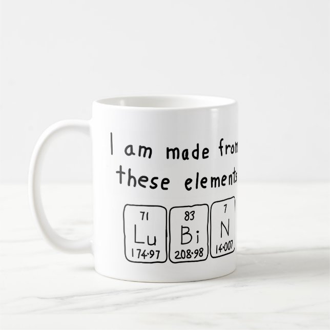 Lubin periodic table name mug (Left)