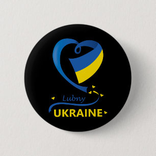 Lubny Ukraine National Flag Heart Emblem Crest 6 Cm Round Badge