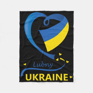 Lubny Ukraine National Flag Heart Emblem Crest Fleece Blanket