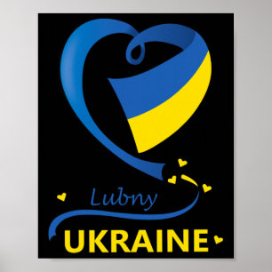 Lubny Ukraine National Flag Heart Emblem Crest Poster