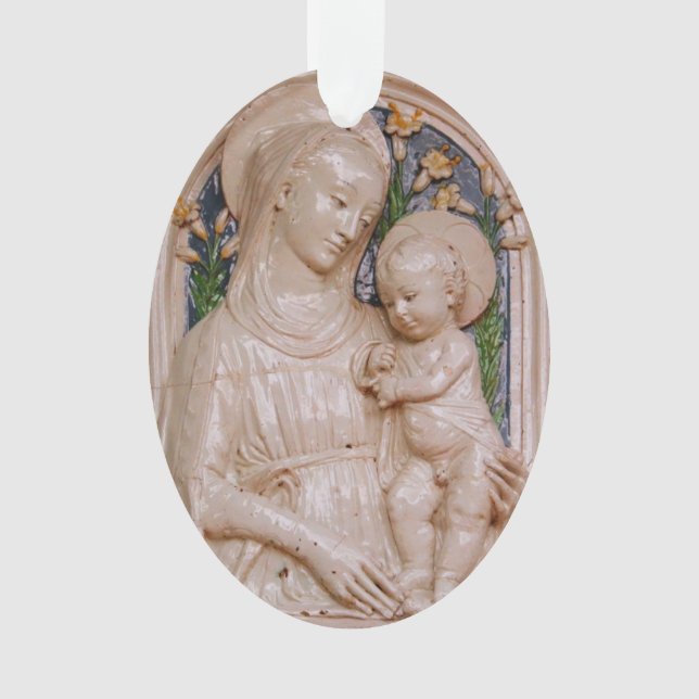Luca della Robbia Madonna Child and Lilies Art Ornament (Front)