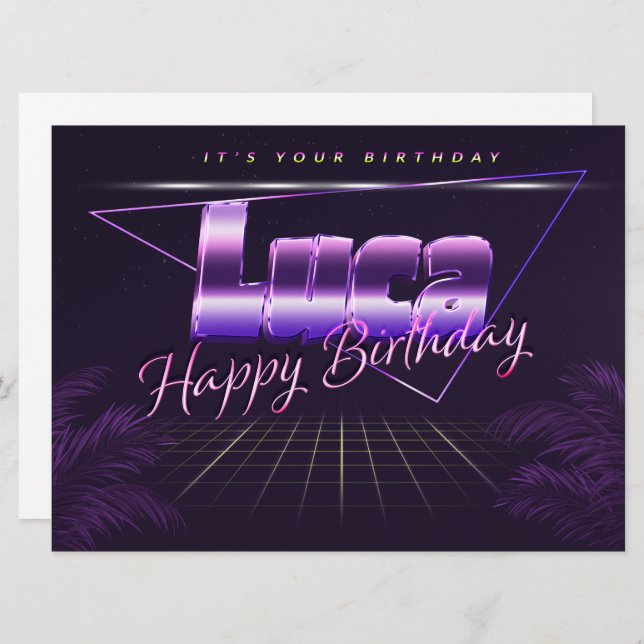 Luca Name First Name pura retro card Birthday (Front/Back)